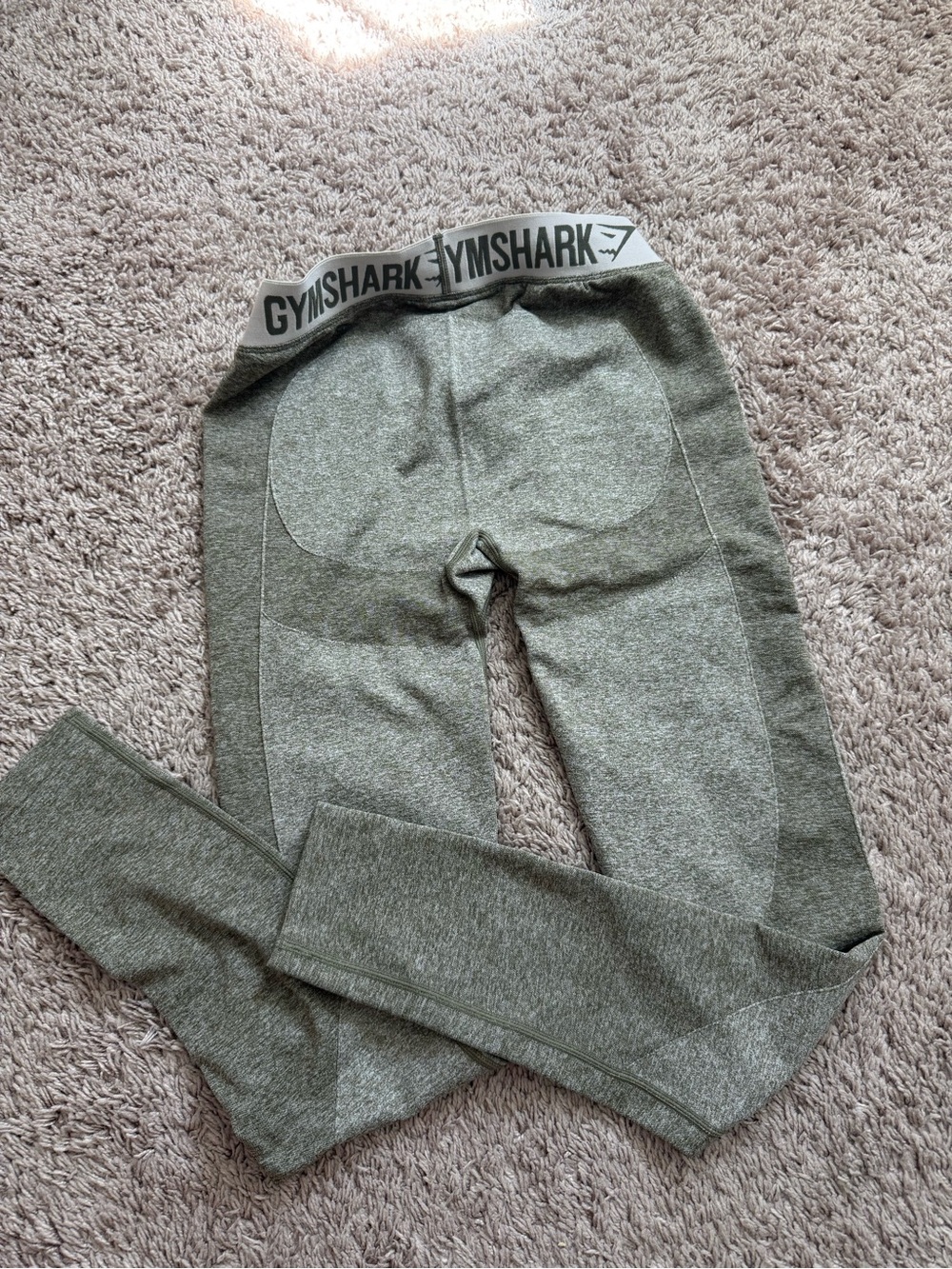 Gymshark Kids Olive Green Seamless Active Leggings with Branded Waistband